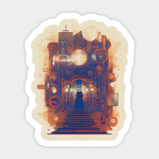 fantasy city art Sticker